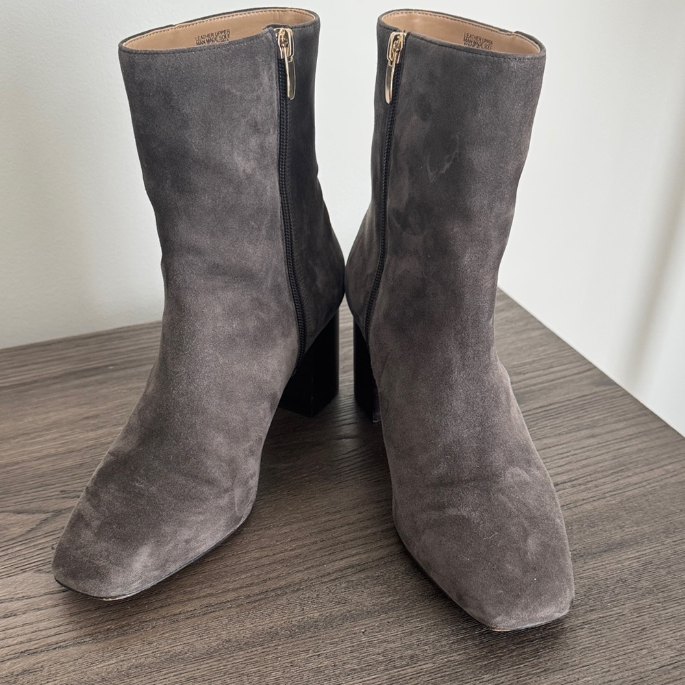 Ann Taylor Gray Suede Heeled Boots